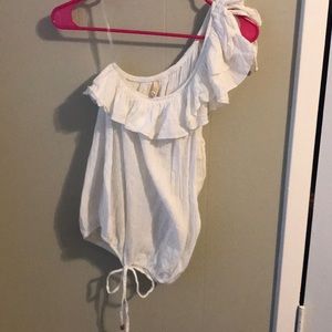 One shoulder white blouse